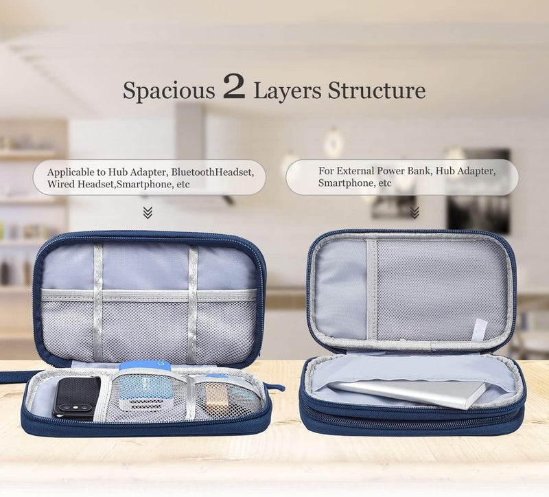 CAOODKDK Electronic Organizer Travel Cable Accessories Bag, Electronic Organizer Case, Electronic Accessories Organizer Bag for Power Bank, Charging Cords, USB Cable, Earphones (Navy Blue) - Image 4